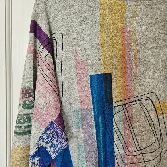 Et' Lois free size dress with cowl neck (USA). Very colorful geometric pattern. - Picture 5 of 8